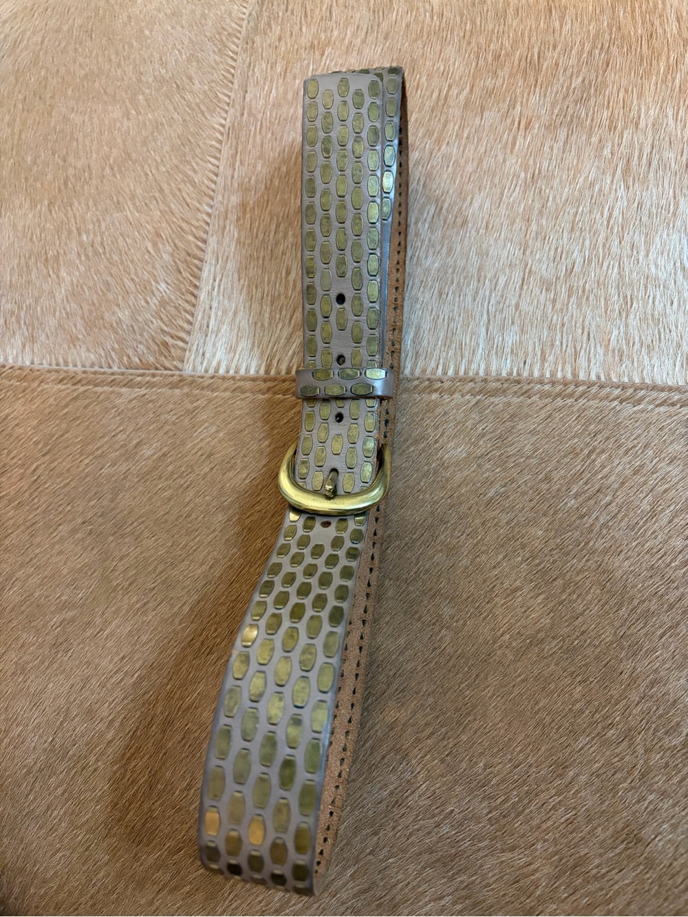 Amsterdam Heritage Textured Leather Belt with Antique Brass Buckle